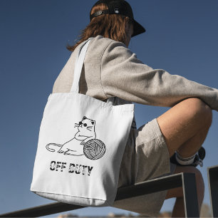 Off Duty Lazy Cat - Cute and Funny Bored Cat Two-T Tote Bag