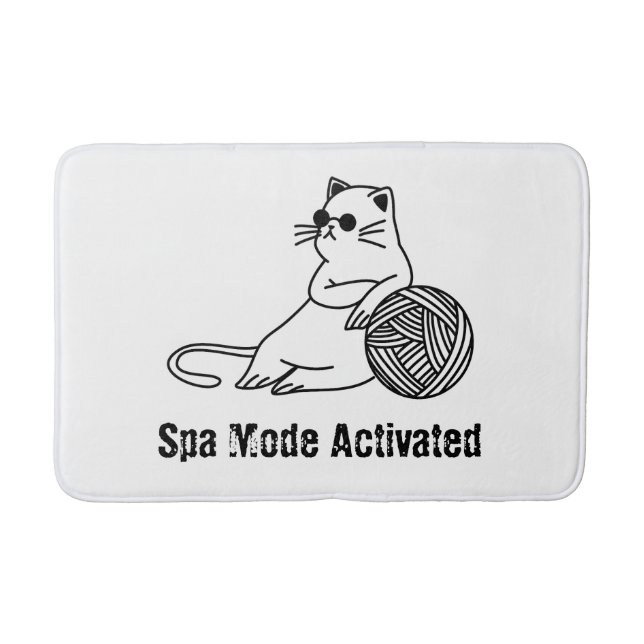 Off Duty Lazy Cat. Funny Spa Mode Activated Bath Mat (Front)