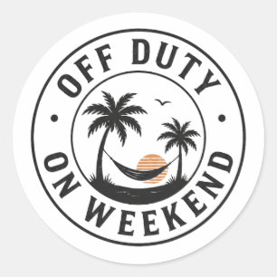 Off Duty On the Weekend Tropical Relaxation Emblem Classic Round Sticker