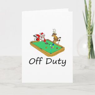 Off Duty Santa (Playing Pool) Holiday Card