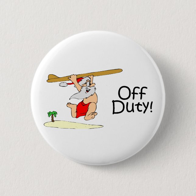 Off Duty Santa (Surfing) 2 Inch Round Button (Front)