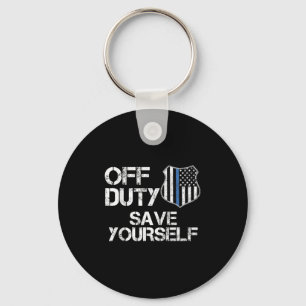 Off Duty Save Yourself Funny Lice Blue Line Gift  Keychain