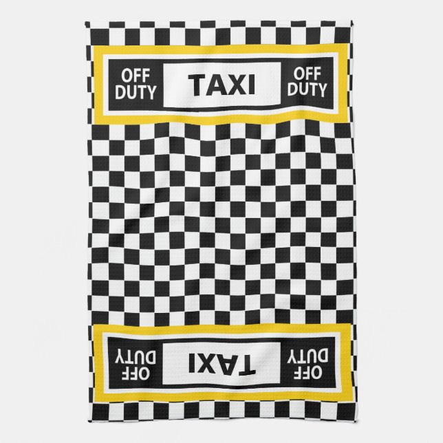 Off Duty Taxi Driver New York Yellow Cab Kitchen Towel (Vertical)