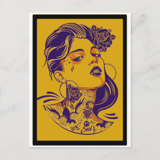 OFF ON WOMAN POSTCARD