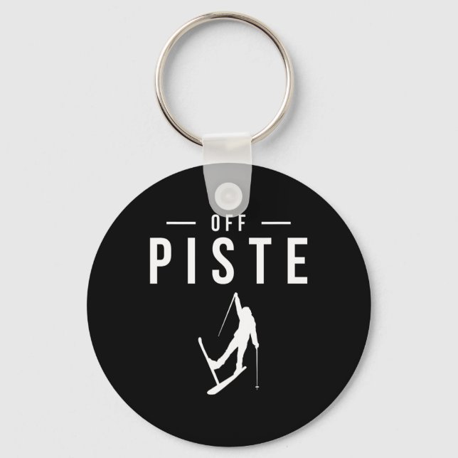 Off Piste Skiing Ski  Keychain (Front)