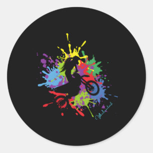 Off Road 4X4 Dirtbike Splash Classic Round Sticker
