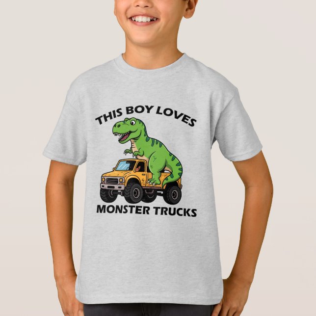 Off-Road Dino Riding monster truck T-Shirt (Front)