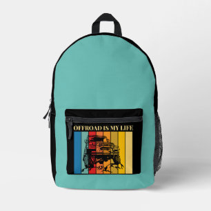 off road is my life printed backpack