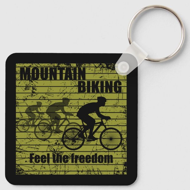 off road mountain biking saying quote keychain (Back)