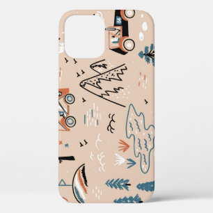 Off-road racing, vintage seamless. iPhone 12 case