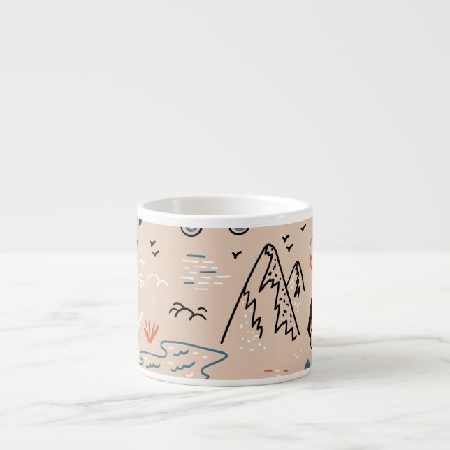 Off-road racing, vintage seamless. espresso cup (Front)