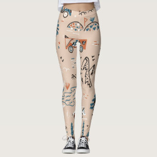 Off-road racing, vintage seamless. leggings