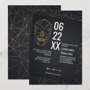 Off Set Geometric Skull Wedding Invitation