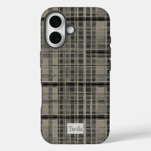 Off-set Modern Plaid Grey iPhone 16 Case
