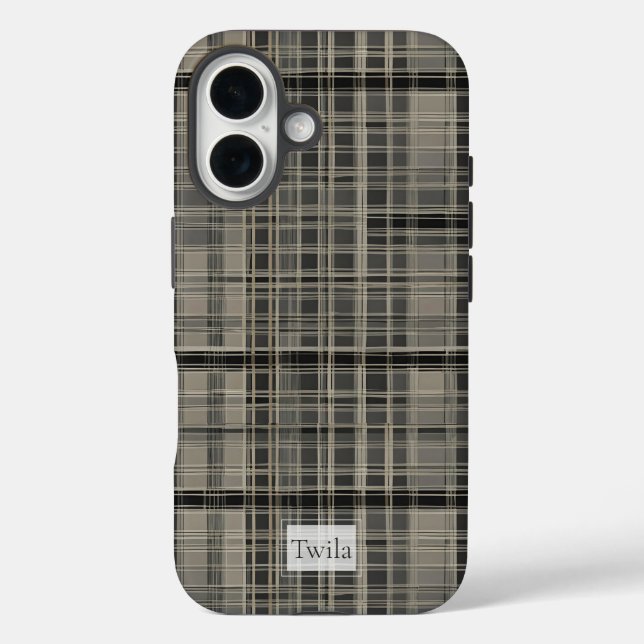 Off-set Modern Plaid Grey Case-Mate iPhone Case (Back)