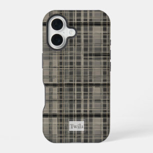 Off-set Modern Plaid Grey iPhone 16 Case