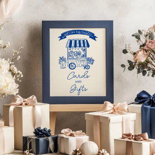 Off the market blue scribbles bridal Cards Gifts Poster