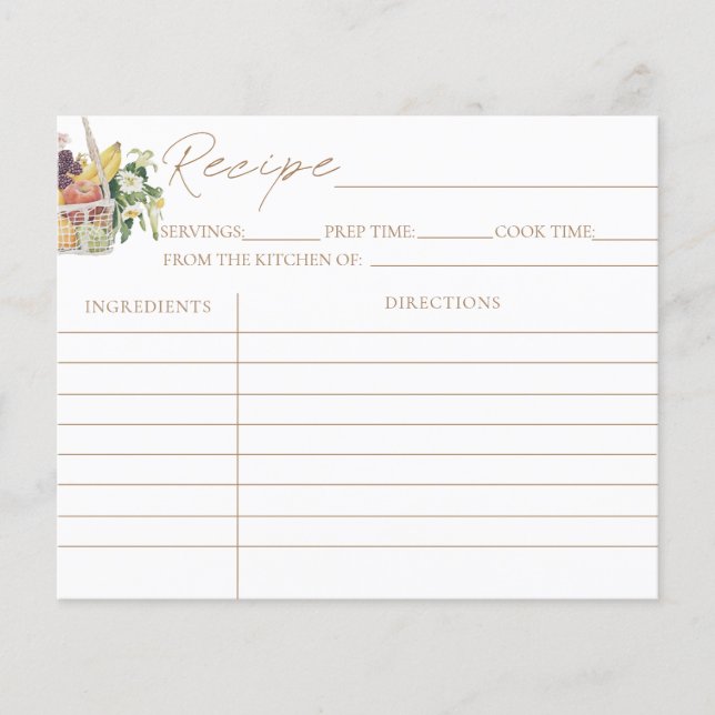 Off The Market  Bridal Shower Recipe Cards (Front)