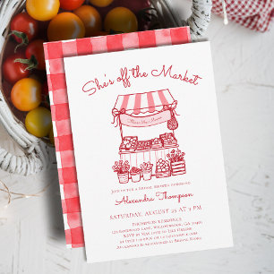 Off the Market Farmers Red Modern Bridal Shower Invitation