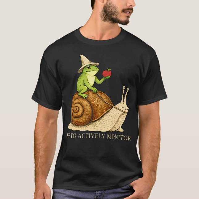 Off To Actively Monitor Funny Frog Snail Teacher T-Shirt (Front)