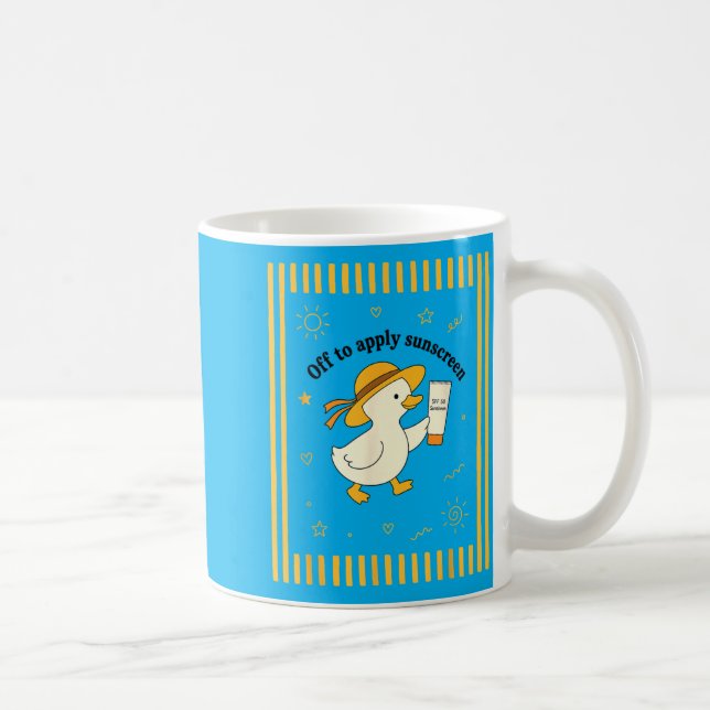 Off to Apply Sunscreen Duck Summer Beach Vacation Coffee Mug (Right)