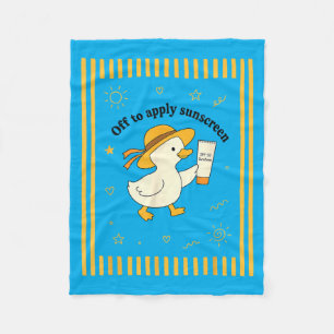 Off to Apply Sunscreen Duck Summer Beach Vacation Fleece Blanket