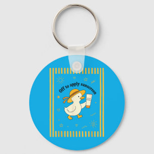 Off to Apply Sunscreen Duck Summer Beach Vacation Keychain