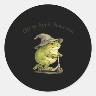Off To Apply Sunscreen Frog Funny Summer Meme Classic Round Sticker