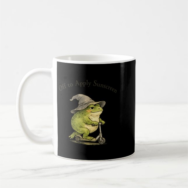 Off To Apply Sunscreen Frog Funny Summer Meme Coffee Mug (Left)