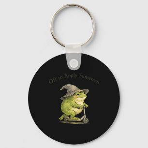 Off To Apply Sunscreen Frog Funny Summer Meme Keychain