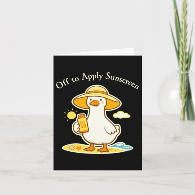 Off To Apply Sunscreen Goose Cute Summer Humour Card (Front)