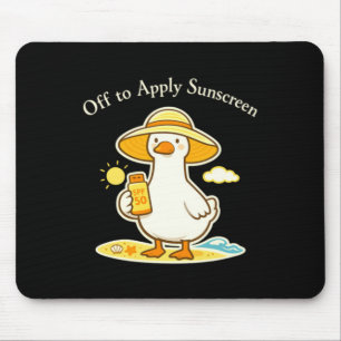 Off To Apply Sunscreen Goose Cute Summer Humour Mouse Pad