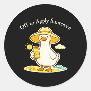 Off to Apply Sunscreen Goose Holiday Beach Trip Classic Round Sticker