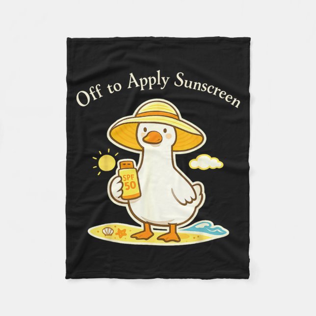 Off to Apply Sunscreen Goose Holiday Beach Trip Fleece Blanket (Front)