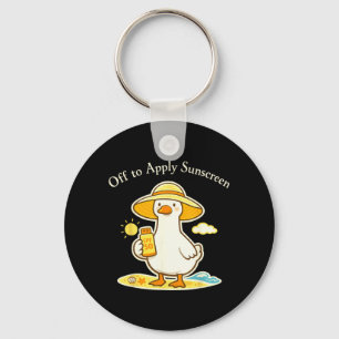 Off to Apply Sunscreen Goose Holiday Beach Trip Keychain