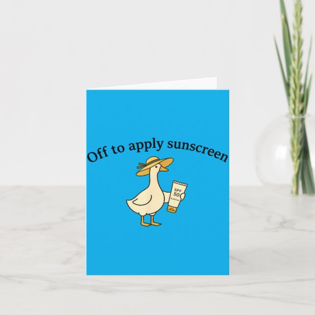 Off to Apply Sunscreen Goose Summer Beach Vacation Card (Front)