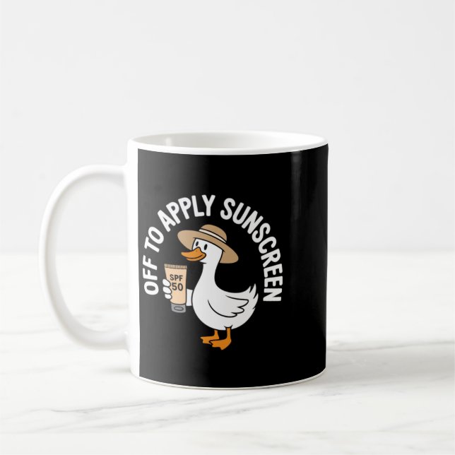 Off To Apply Sunscreen Goose Summer Beach Vacation Coffee Mug (Left)