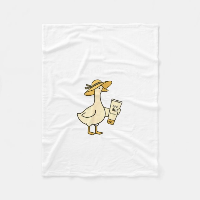 Off to Apply Sunscreen Goose Summer Beach Vacation Fleece Blanket (Front)