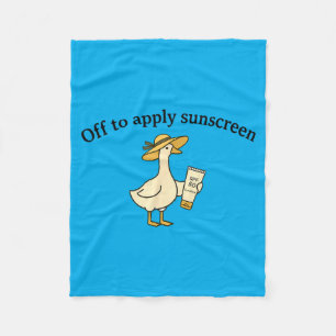 Off to Apply Sunscreen Goose Summer Beach Vacation Fleece Blanket