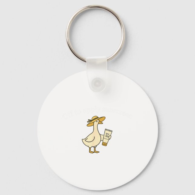 Off to Apply Sunscreen Goose Summer Beach Vacation Keychain (Front)
