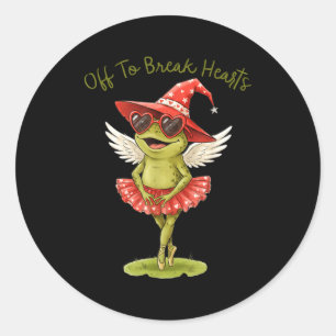 Off To Break Hearts Funny Frog Valentines Women Gi Classic Round Sticker