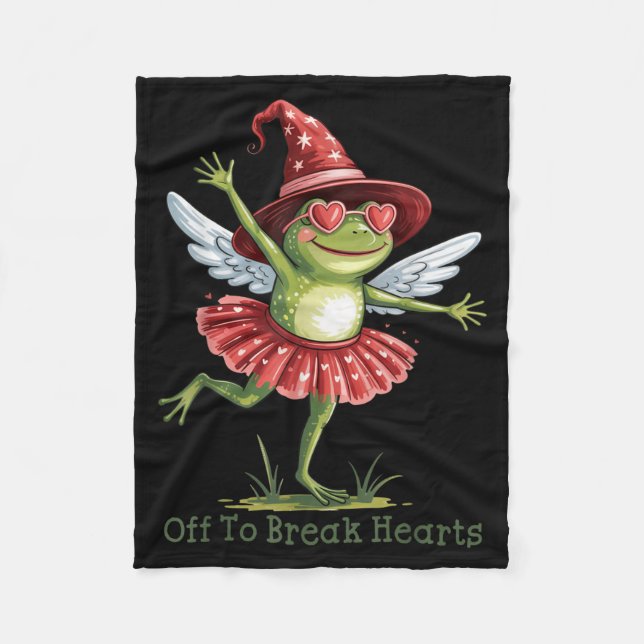 Off To Break Hearts Funny Frog Valentines Women Gi Fleece Blanket (Front)