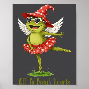 Off To Break Hearts Funny Frog Valentines Women Gi Poster