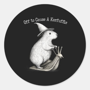 Off to cause a kerfuffle capybara meme classic round sticker