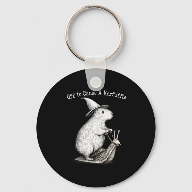 Off to cause a kerfuffle capybara meme  keychain (Front)