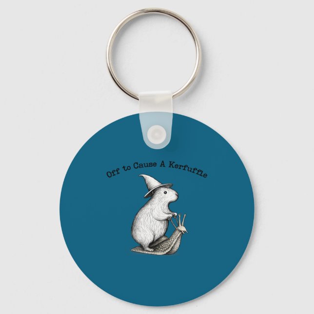 Off to cause a kerfuffle capybara meme  keychain (Front)