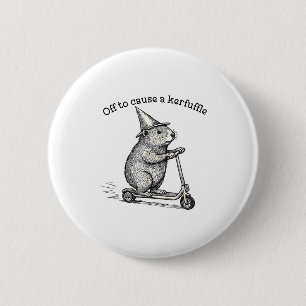 Off To Cause A Kerfuffle Capybara Scooter Chaos Fu 2 Inch Round Button