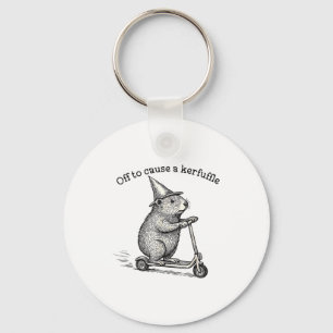 Off To Cause A Kerfuffle Capybara Scooter Chaos Fu Keychain