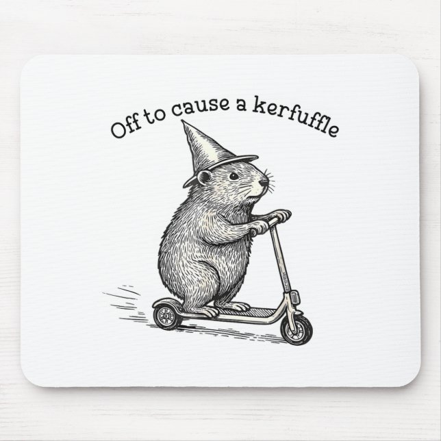 Off To Cause A Kerfuffle Capybara Scooter Chaos Fu Mouse Pad (Front)