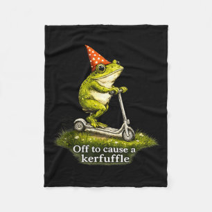 Off to cause a kerfuffle frog funny weirdcore fleece blanket